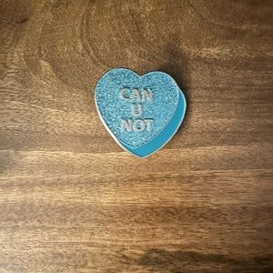 New Anti Valentine’s Can U Not Blue Glitter Enamel Pin 2”